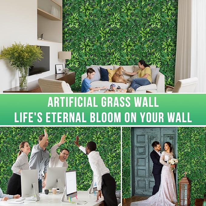 Artificial Boxwood Panels, Grass Wall Panels 20"x20"(8pcs), Privacy Hedge Fence Screen with UV Protection, Fake Greenery Backdrop for Indoor Wedding and Outdoor Garden Backyard