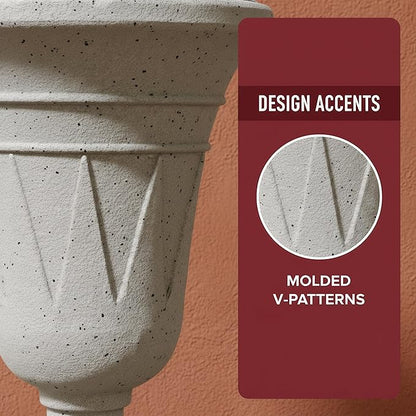 23.6" Tall Plastic Urn Planters for Outdoor Plants with Drainage Holes & Trophy Design, Set of 2 Heavy-Duty Classic Indoor Large Flower Pots, Outdoor Planters for Porch/Home/Garden, Grey