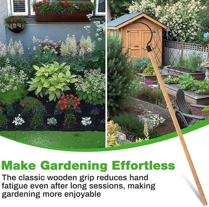 Long Handle Weeder Hook Garden Weeder Tool Versatile Cultivator Garden Tool 54 Inch Hardwood Handle with 8 Inch Alloy Steel Blade for Gardening, Yard, Lawn, Patio Digging, Edging and Planting