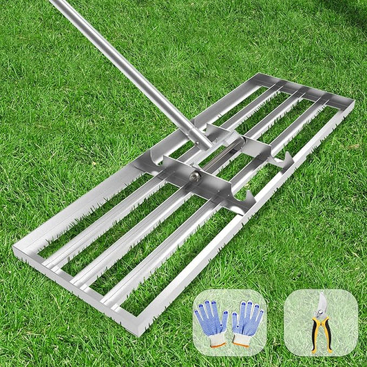 Lawn Leveling Rake 35x10 inch, (Professional-Grade) Lawn Leveler Tool with Stainless Steel Handle Rakes for Lawns Heavy Duty Landscape Rake for Backyard, Garden, Golf Course, Farm, Pasture