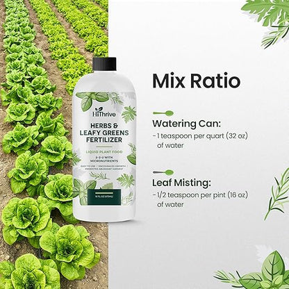 16oz Liquid Fertilizer for Vegetable Garden – Makes 24 Gallons of Garden Fertilizer for Outdoor Vegetables - Herbs & Leafy Greens Live Plants Indoor Plant Food, Liquid Plant Food for Growth & Flavor
