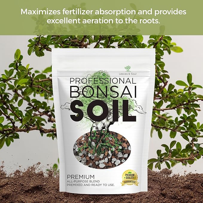 Large Bonsai Soil Premium All Purpose Blend | Pre-Mixed Ready to Use for Plant Support and Fast Drainage | Lava, Limestone Pearock, Calcined Clay and Pinebark | Extra Large 8.2 Quarts | Made in USA