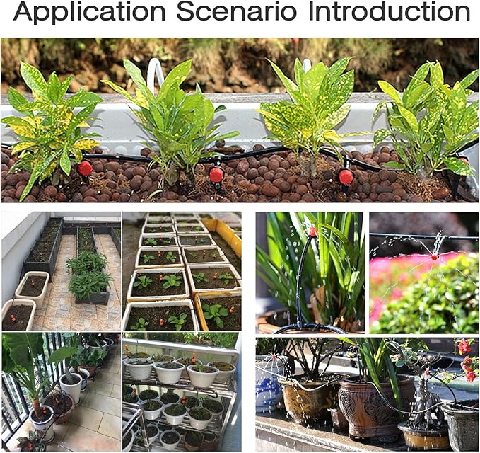 MIXC 200ft 1/4 Inch Black Distribution Tubing Drip Irrigation Hose Garden Watering Tube Line