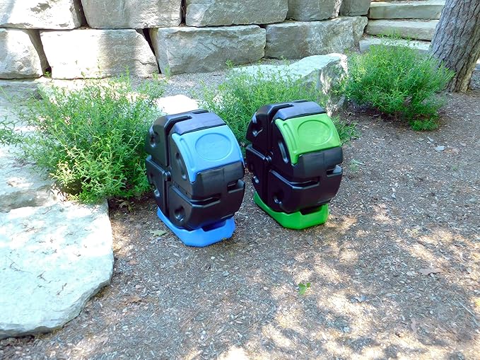 FCMP Outdoor HOTFROG Half Size Rolling Single Chamber Batch Tumbling Composter - Outdoor Rotating Garden Compost Bin (HF-RC2000WB-BLU) Black & Blue (19-Gallon)