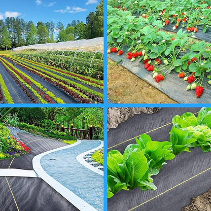 8ft x300ft Pro Black Weed Barrier, 6oz Premium Landscape Fabric-Heavy Duty Woven Ground Cloth with Superior Permeability Weed Control Convenient Design