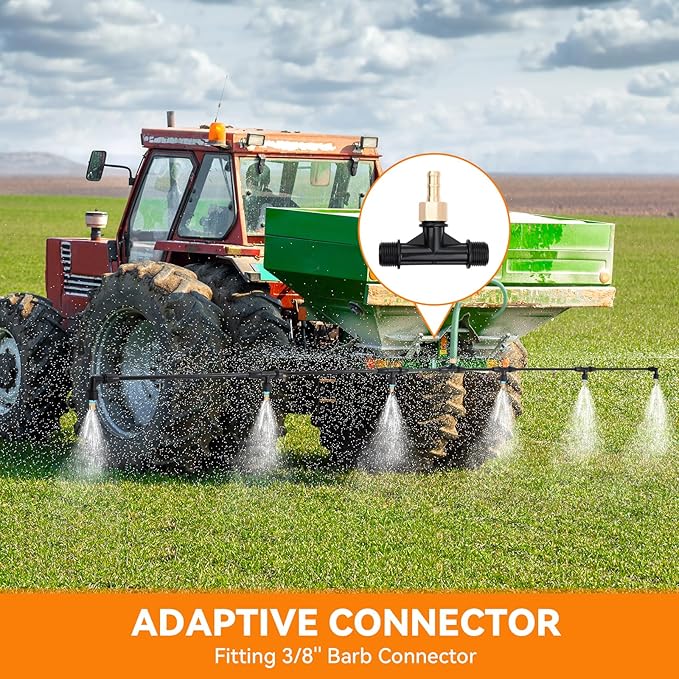 6-Nozzle Poly Boom Wand with 3/8" Brass Fitting, 7.5 Ft. ATV sprayer Boom, Wide-Coverage Agricultural & Lawn Spray Attachment for Tractors/UTVs (Fiberglass Wand)