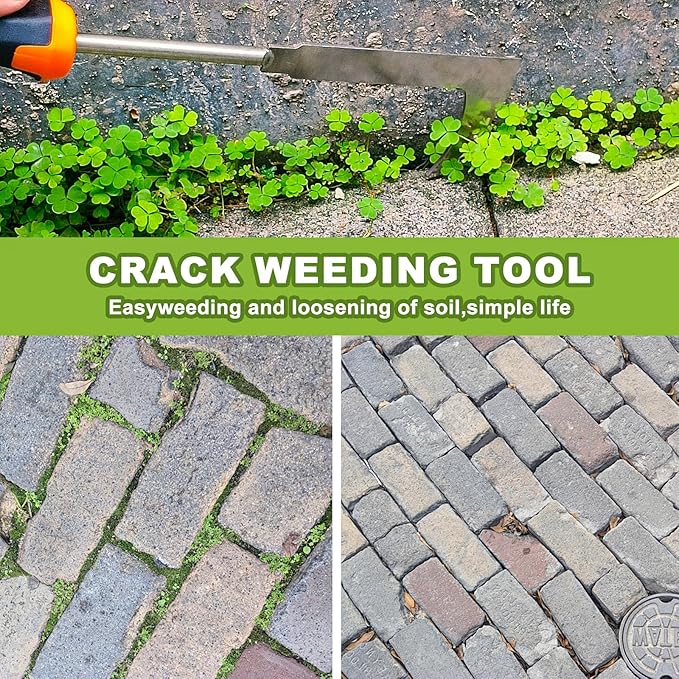 Weed Puller Tool,Portable Garden Weeder Tool,Rubber Handle Manganese Steel Weeding Tools,for Hand Weeder Puller for Vegetable Gardening Backyard Farm Planting & Uprooting Weeding Tool