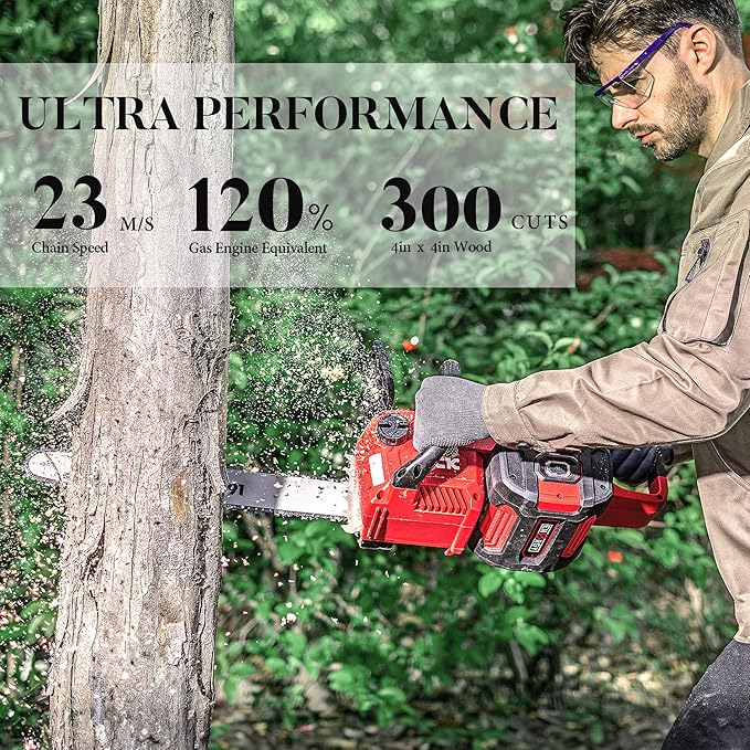 58V Cordless Chainsaw Electric Brushless Chain Saw, 16 Inch Battery Powered Chainsaw with 4.0Ah Battery and 5A Charger for Wood Cutting, Light Felling, Limbing, Firewood, Pruning (KDCS58161BDM)