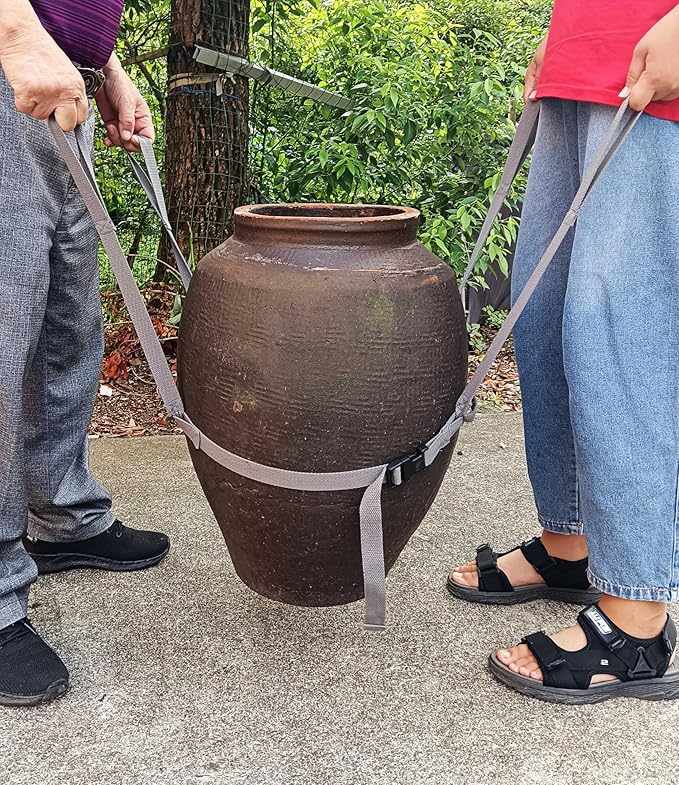 Potted Plant Mover and Lifting Straps for Garden, Landscaping Lifting Straps, Move Heavy Garden Objects:Garden Flower Pots, Planters, Trees, Rocks, Gray, Middle and Small