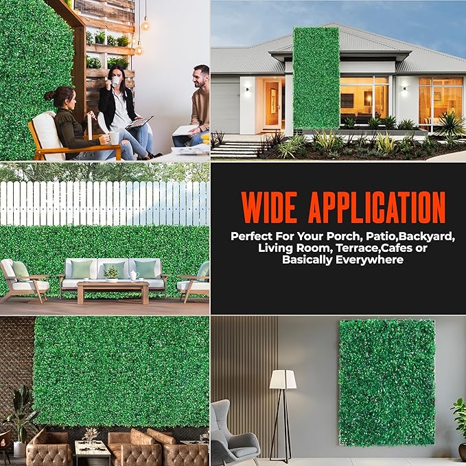 12Pcs Artificial Grass Wall Panels - 10”x10” Grass Backdrop Wall, UV Protected Greenery Decor for Indoor Outdoor Use (10”x10” (12pcs))