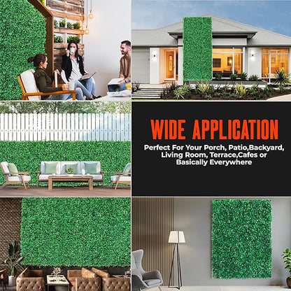 12Pcs Artificial Grass Wall Panels - 10”x10” Grass Backdrop Wall, UV Protected Greenery Decor for Indoor Outdoor Use (10”x10” (12pcs))