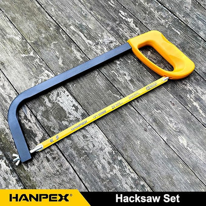 12in. High-Tension Hacksaw Frame with 10pcs Extra Bi-metal Blades, Hand Saw Suitable for Metal, wood, PVC, Carpentry