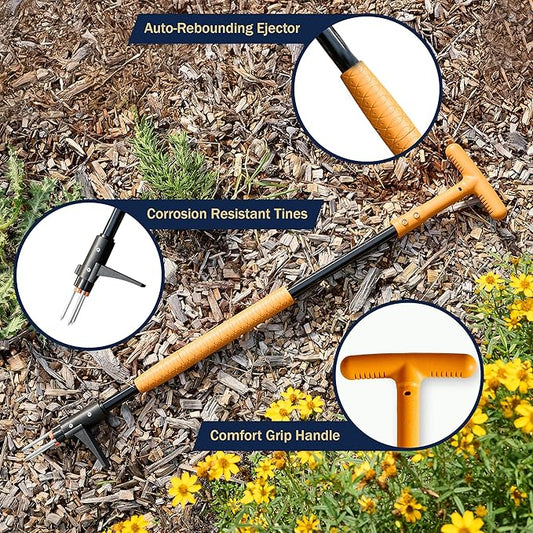 Stand Up Weed Puller Tool with Long Handle - 39” Ergonomic Weeder Puller - Heavy Duty Weed Remover for Weeding Without Bending or Kneeling - Garden Tools for Gardening by Garret Wade