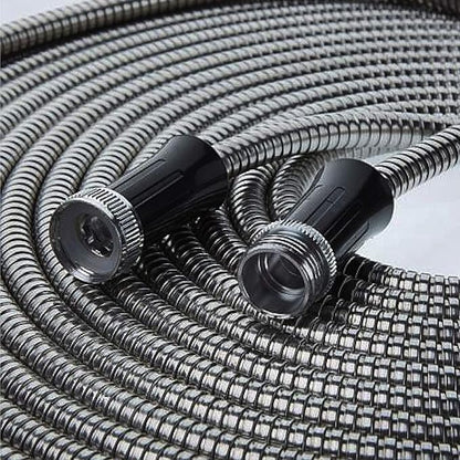 BIONIC STEEL 50 Ft Metal Garden Hose with Sprayer Nozzle, Non Kinking Designed Stainless Steel Heavy Duty Water Hose 50Ft x 5/8 in. Ultra Flexible NON Expandable for Uninterrupted Water Flow, 500 PSI