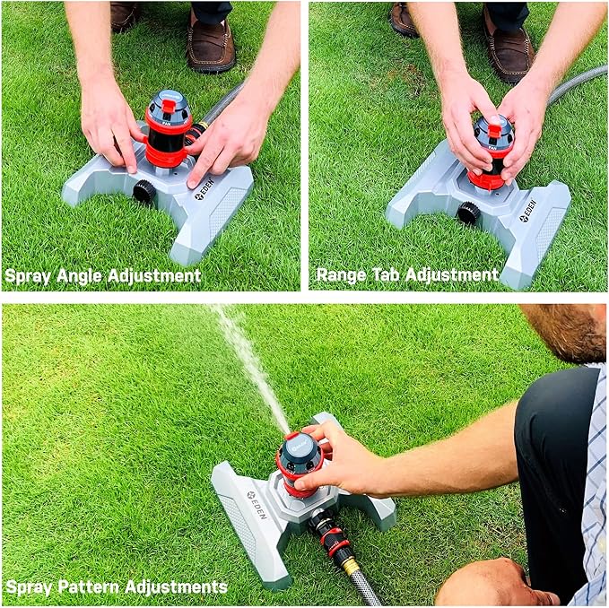 Eden 16039 Adjustable 6-Pattern Mobile Rotary Gear Drive Lawn & Garden Sprinkler Head