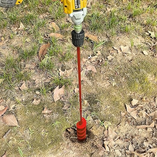 TCBWFY 2x32 Inch Auger Drill Bit for Planting - Long Handle Easy Planter Garden Auger - Bulb & Bedding Plant Augers - Post Hole Digger for 3/8”Hex Drive