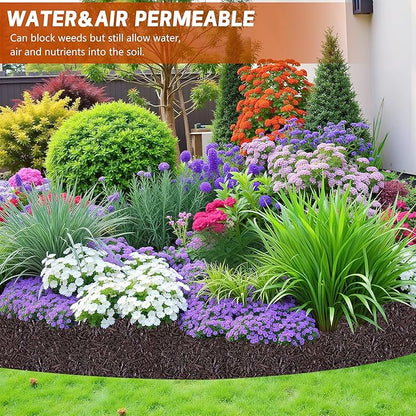 DECOHS 140" x 5.5" Recycled Rubber Mulch Mat Roll for Landscaping, Permanent Garden Pathway Mulch Barrier, Rubber Mulch Walkway Pathway Mat for Plants, Vegetable and Flower Outdoor (Brown)