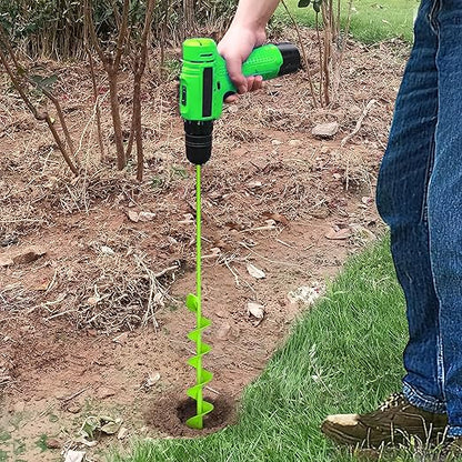 SYITCUN Auger Drill Bit for Planting - 2" X 32" Heavy-Duty Garden Auger Spiral Drill Bit - Bulb Planter Tool - 3/8" Hex Drive Drill