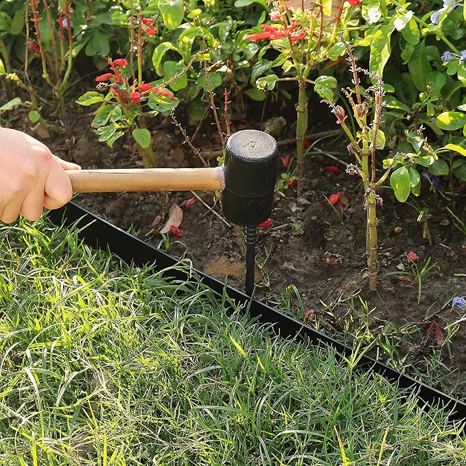 Gardzen 1.5" x 100' Landscape Edging Kit, Garden Edging Coil Comes with 120 Pcs Spikes, No Dig Lawn Border Design