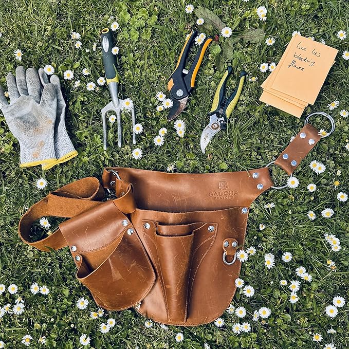 Leather Garden Tool Belt - Gardening gifts for women- Utility belt - Garden Tools Organizer Holster Pouch -Gift for Gardeners and Florists