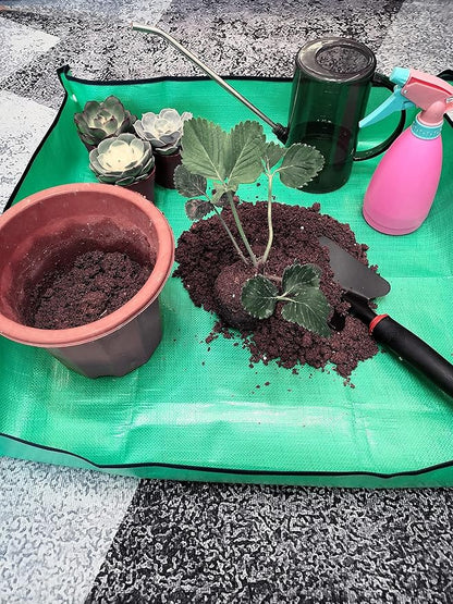 Foldable Plant Repotting Mat - Waterproof Indoor/Outdoor Gardening Mat - 26.8" x 26.8" (Green)