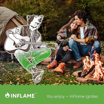 Inflame Fire Starters for Campfires, Grill, BBQ, Fireplace, Woodstove - Charcoal Starter - Waterproof, Weather-Resistant - Natural Wood Fireplace Starters - 24 pcs